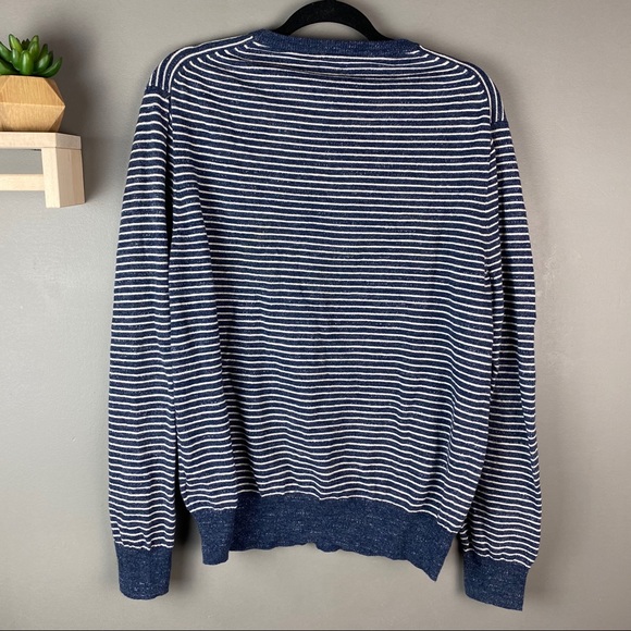 J.crew blue stripe cotton sweater size XL - Picture 2 of 5